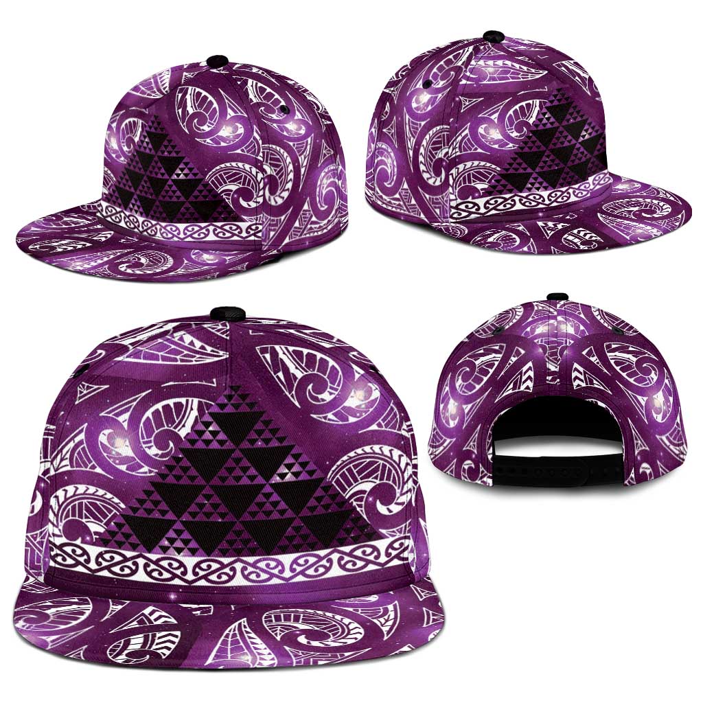 Matariki New Zealand Snapback Cap NZ Niho Taniwha Maori New Year Purple Galaxy LT14 - Polynesian Pride