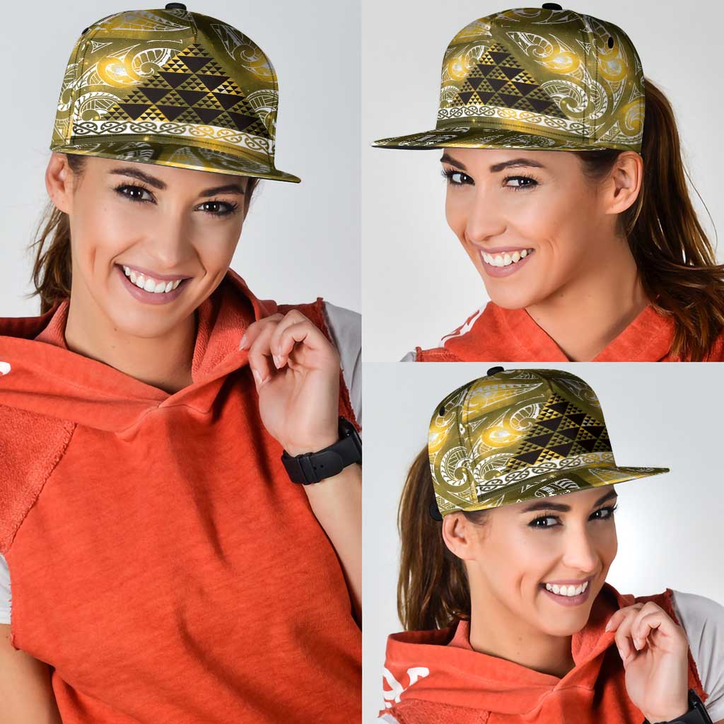 Matariki New Zealand Snapback Cap NZ Niho Taniwha Maori New Year Yellow Galaxy LT14 - Polynesian Pride