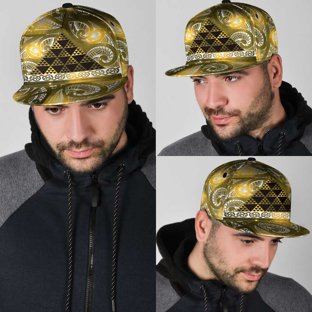 Matariki New Zealand Snapback Cap NZ Niho Taniwha Maori New Year Yellow Galaxy LT14 - Polynesian Pride