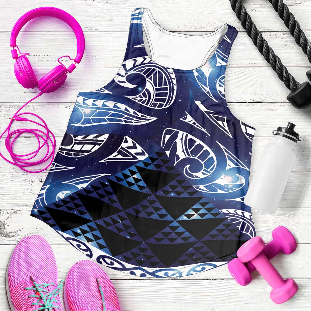 Matariki New Zealand Women Racerback Tank NZ Niho Taniwha Maori New Year Blue Galaxy