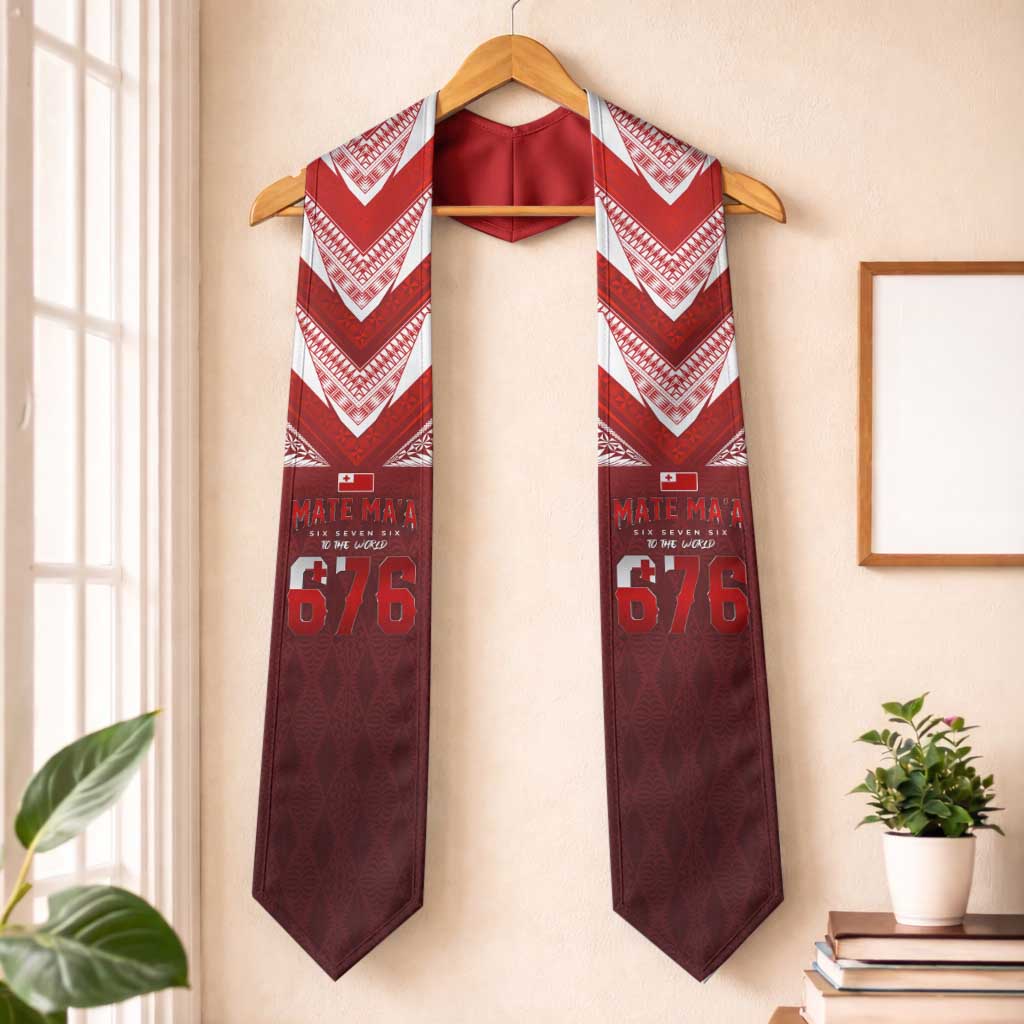Mate Ma'a Tonga Rugby Graduation Stole Six Seven Six to The World LT03 One Size Red - Polynesian Pride