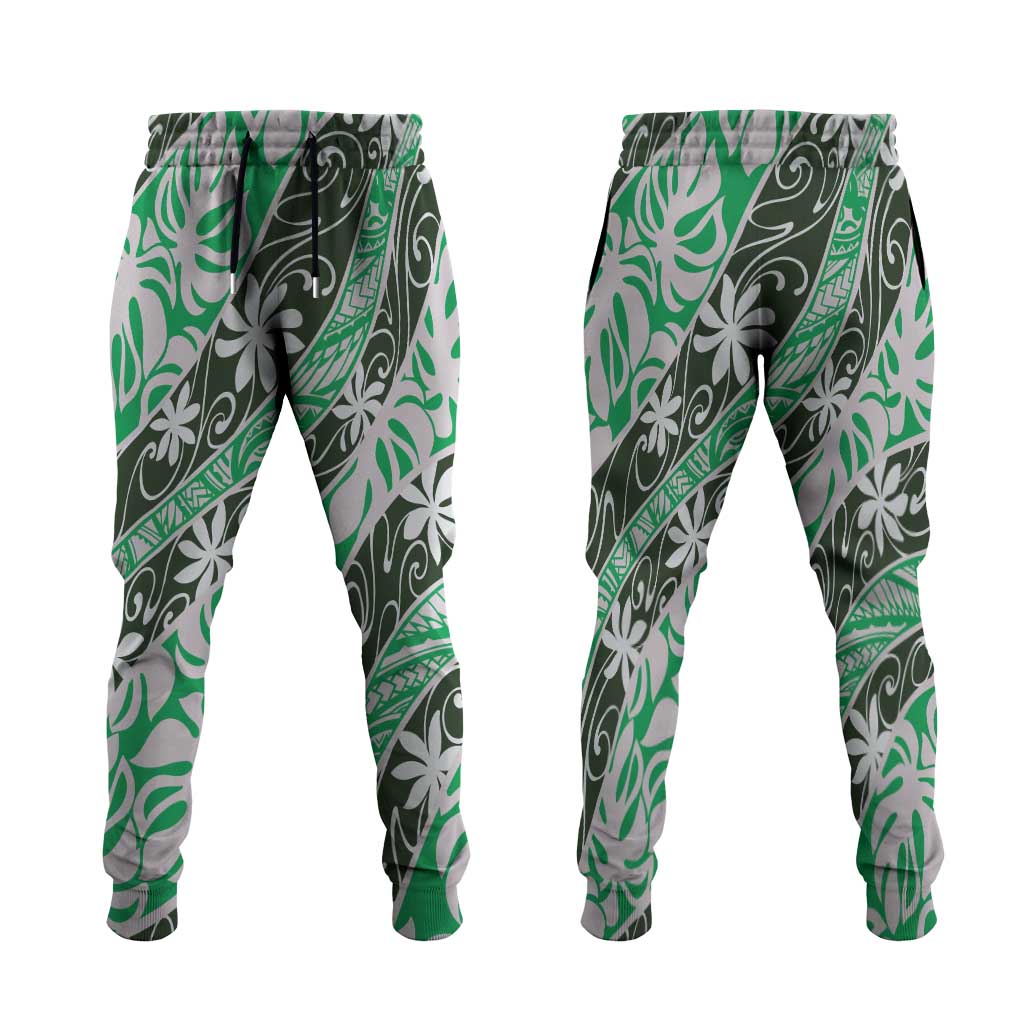 Matie Tahiti Tiare Monstera Jogger Pants Polynesian Pattern Curve Style - Polynesian Pride