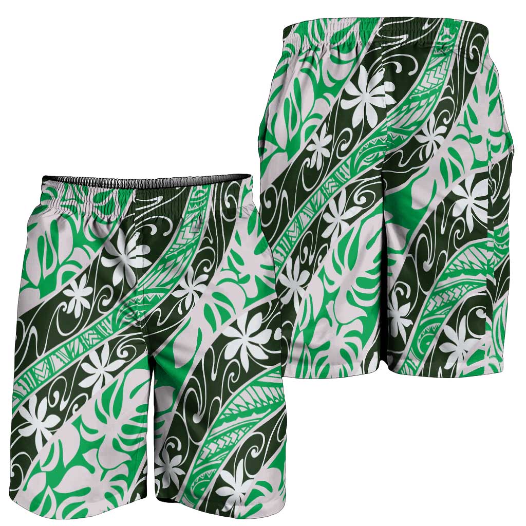 Matie Tahiti Tiare Monstera Shorts for Men Polynesian Pattern Curve Style - Polynesian Pride