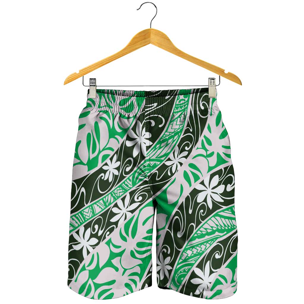 Matie Tahiti Tiare Monstera Shorts for Men Polynesian Pattern Curve Style - Polynesian Pride