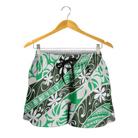 Matie Tahiti Tiare Monstera Shorts for Women Polynesian Pattern Curve Style - Polynesian Pride