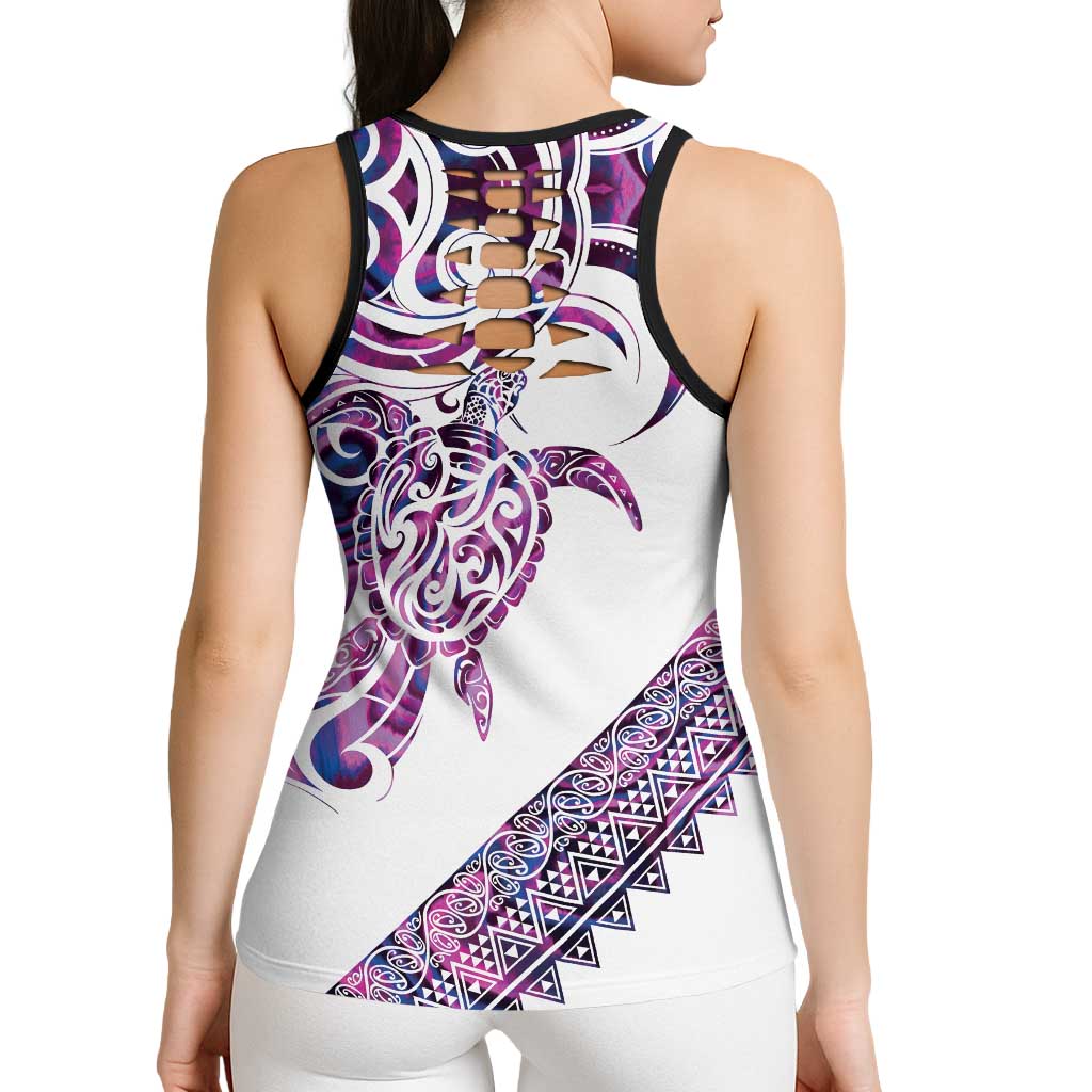 Mawhero Paua Shell Kowhaiwhai Taniko Personalised Hollow Tank Top Turtle Tattoo Maori Tribal Style