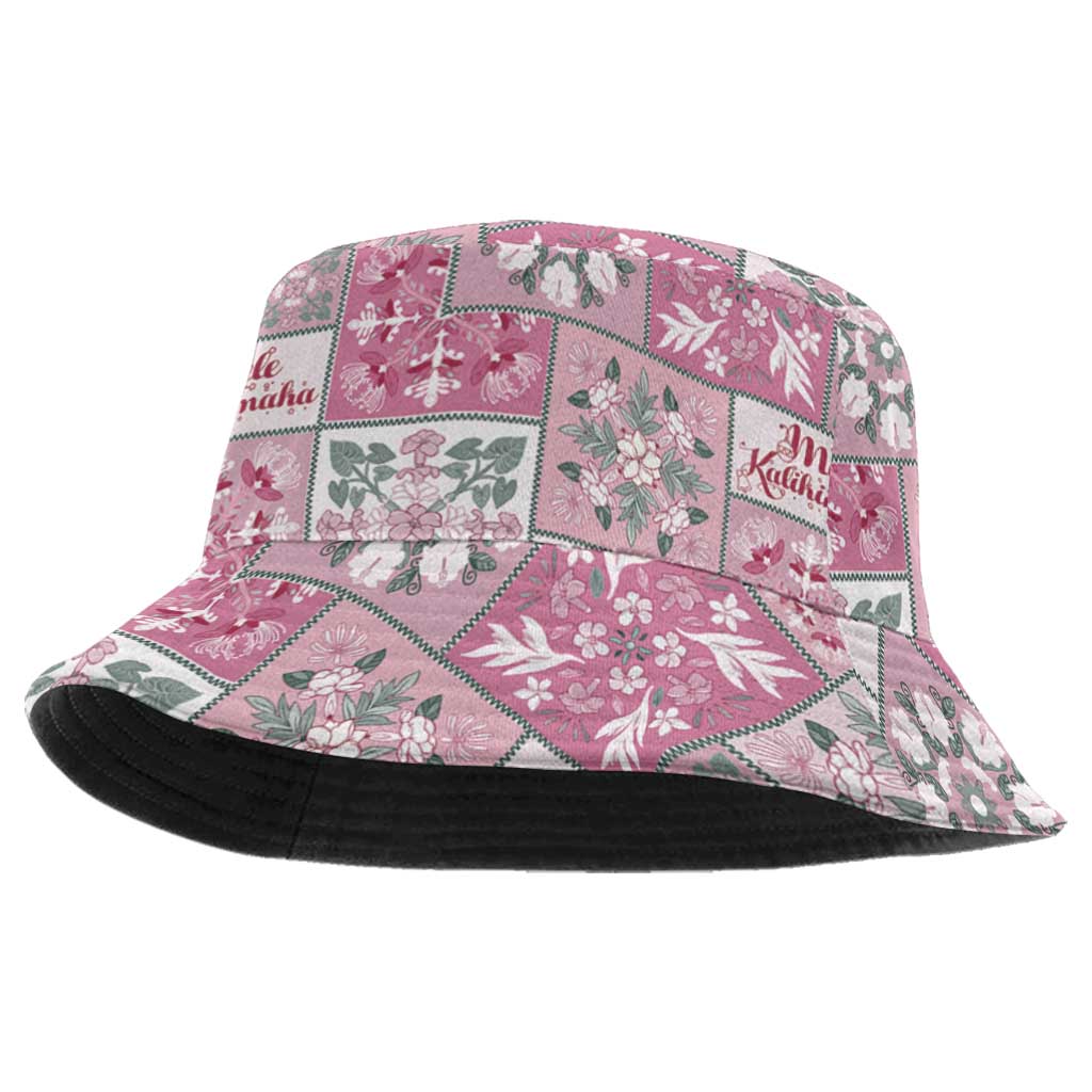 Mele Kalikimaka Hawaii Christmas Bucket Hat Akala Seamless Floral Motif - Polynesian Pride