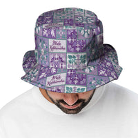 Mele Kalikimaka Hawaii Christmas Bucket Hat Poni Seamless Floral Motif - Polynesian Pride
