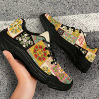 Mele Kalikimaka Hawaii Christmas Chunky Sneakers Melemele Mama Seamless Floral Motif - Polynesian Pride