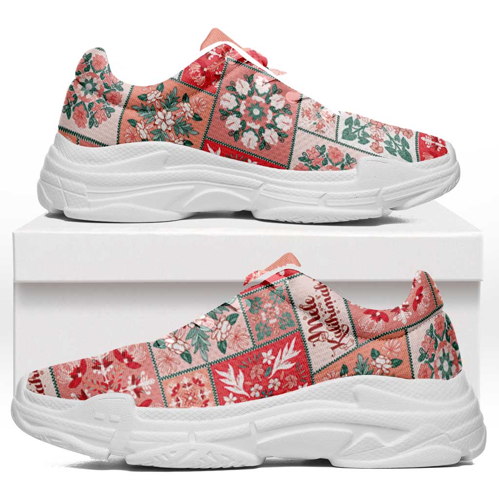 Mele Kalikimaka Hawaii Christmas Chunky Sneakers Ulaula Seamless Floral Motif - Polynesian Pride