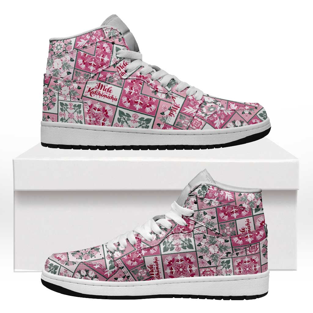 Mele Kalikimaka Hawaii Christmas High Sneakers AJ1 Akala Seamless Floral Motif LT9 Pink - Polynesian Pride