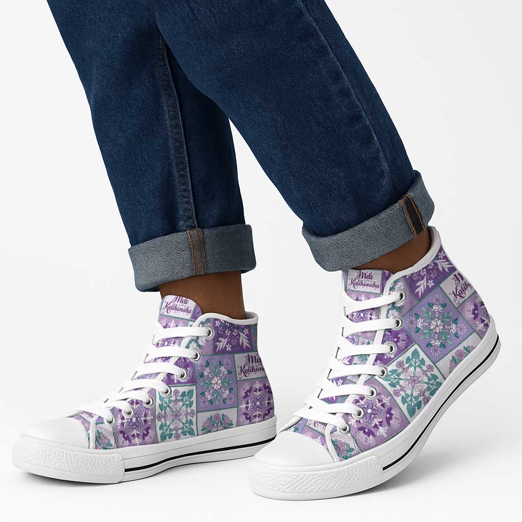 Mele Kalikimaka Hawaii Christmas High Top Shoes Poni Seamless Floral Motif - Polynesian Pride