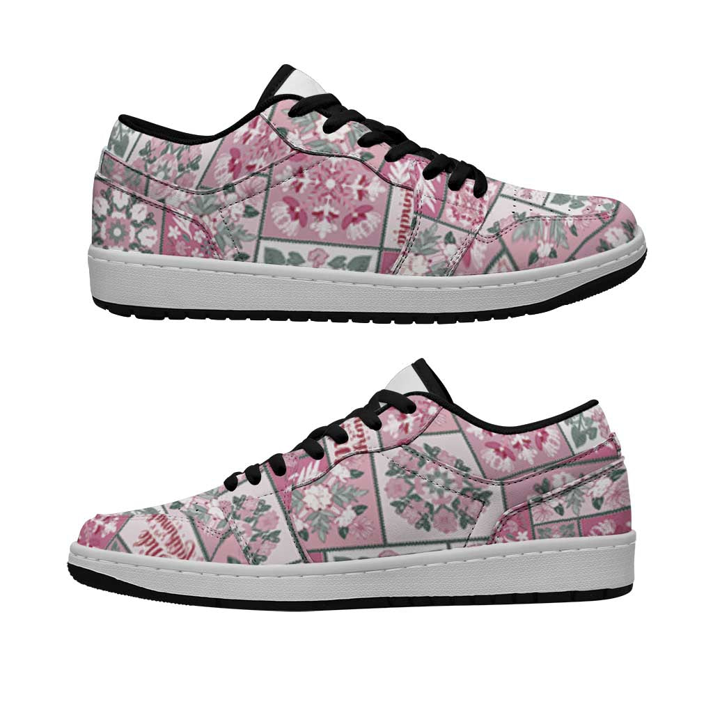 Mele Kalikimaka Hawaii Christmas Low Sneakers Akala Seamless Floral Motif LT9 Pink - Polynesian Pride