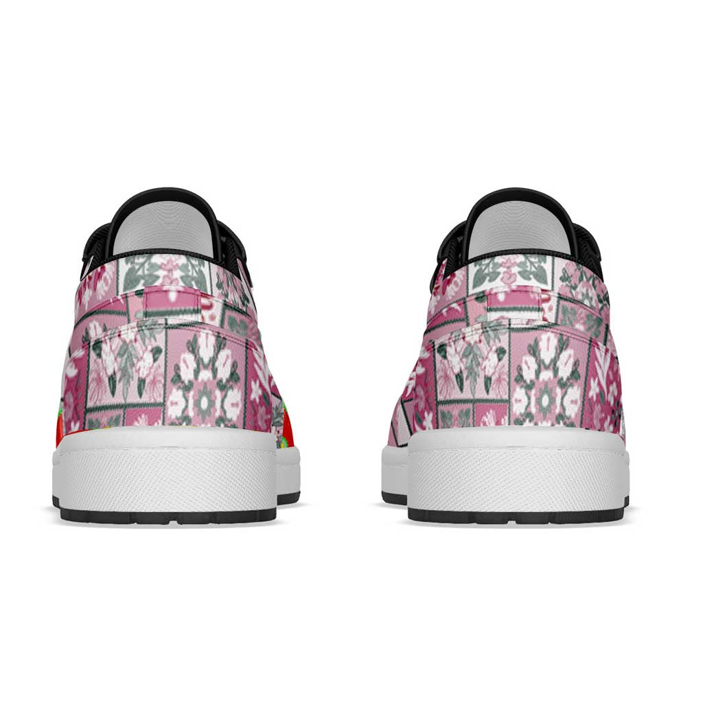 Mele Kalikimaka Hawaii Christmas Low Sneakers Akala Seamless Floral Motif - Polynesian Pride