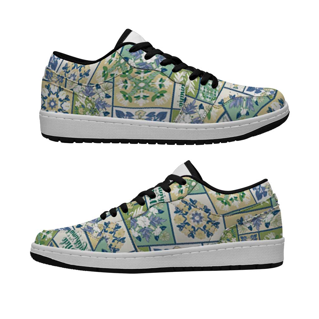 Mele Kalikimaka Hawaii Christmas Low Sneakers Omaomao Seamless Floral Motif - Polynesian Pride