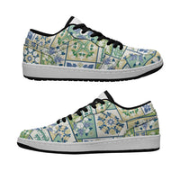 Mele Kalikimaka Hawaii Christmas Low Sneakers Omaomao Seamless Floral Motif LT9 Green - Polynesian Pride