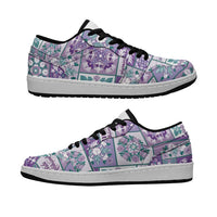 Mele Kalikimaka Hawaii Christmas Low Sneakers Poni Seamless Floral Motif LT9 Purple - Polynesian Pride