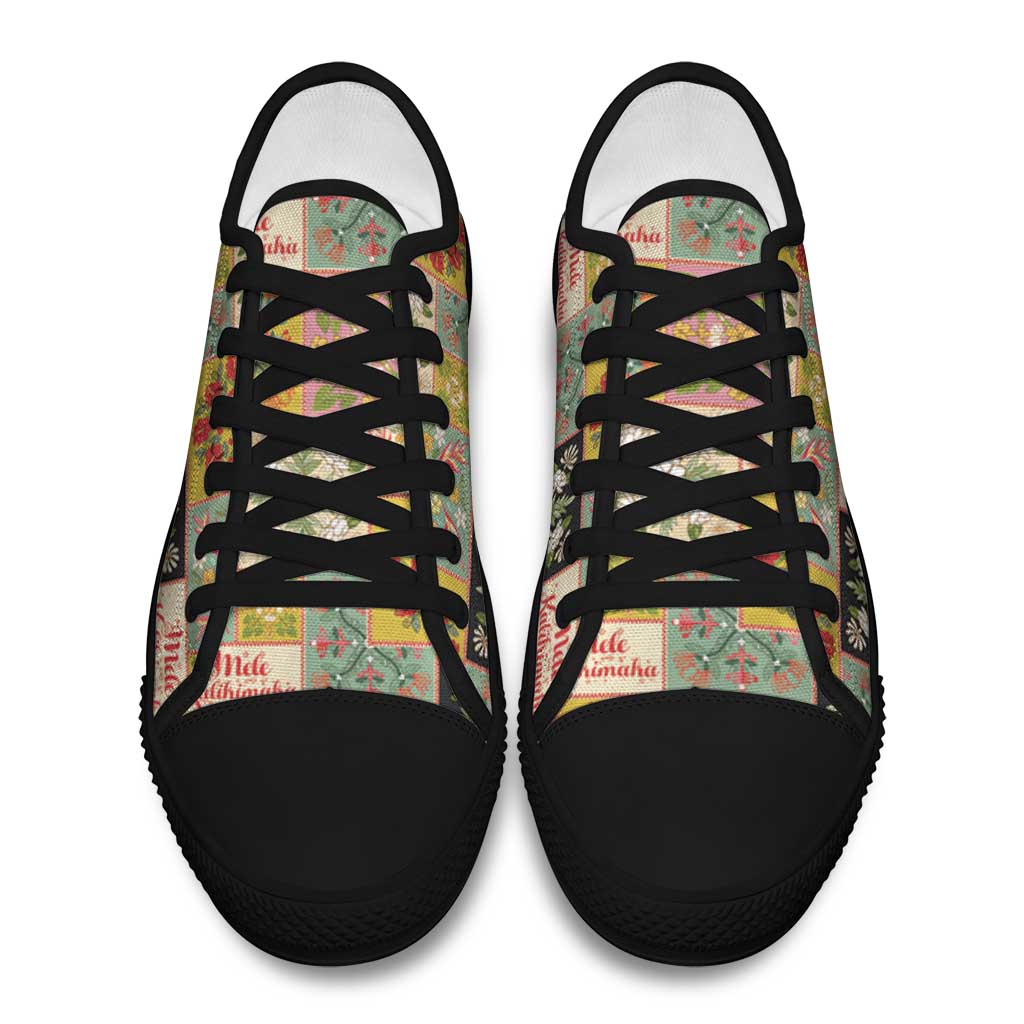 Mele Kalikimaka Hawaii Christmas Low Top Shoes Melemele Mama Seamless Floral Motif - Polynesian Pride