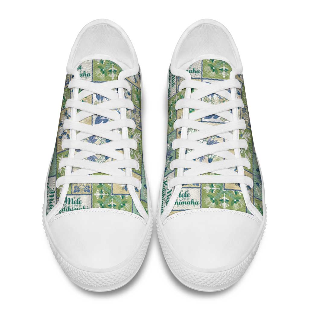 Mele Kalikimaka Hawaii Christmas Low Top Shoes Omaomao Seamless Floral Motif - Polynesian Pride