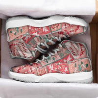 Mele Kalikimaka Hawaii Christmas Sneakers J11 Ulaula Seamless Floral Motif - Polynesian Pride