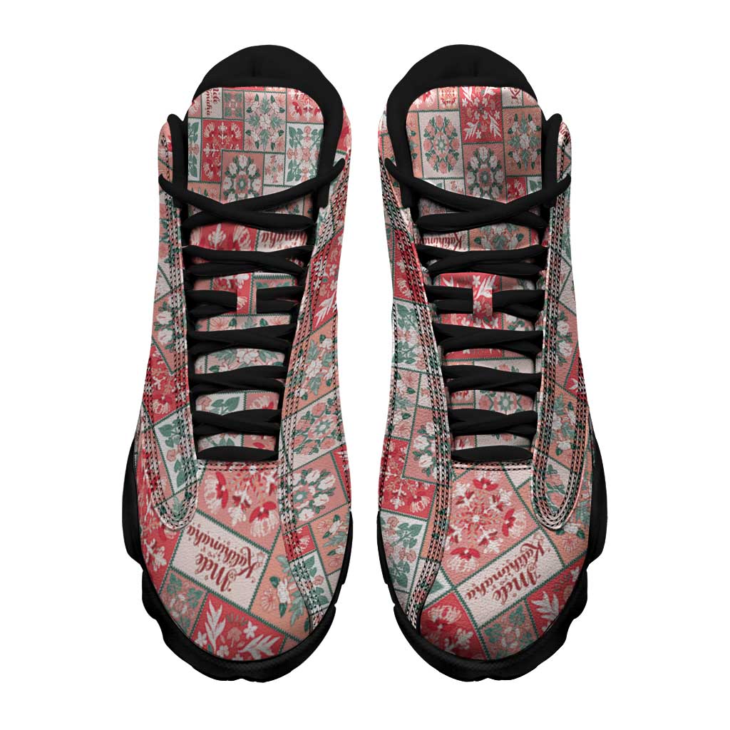 Mele Kalikimaka Hawaii Christmas Sneakers J13 Ulaula Seamless Floral Motif - Polynesian Pride