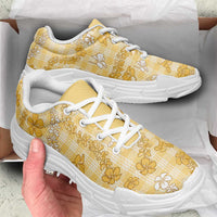 Melemele Aloha Hawaii Chunky Sneakers Plumeria Lei With Palaka Motif - Polynesian Pride