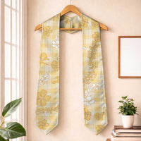 Melemele Aloha Hawaii Graduation Stole Plumeria Lei With Palaka Motif LT14 One Size Yellow - Polynesian Pride