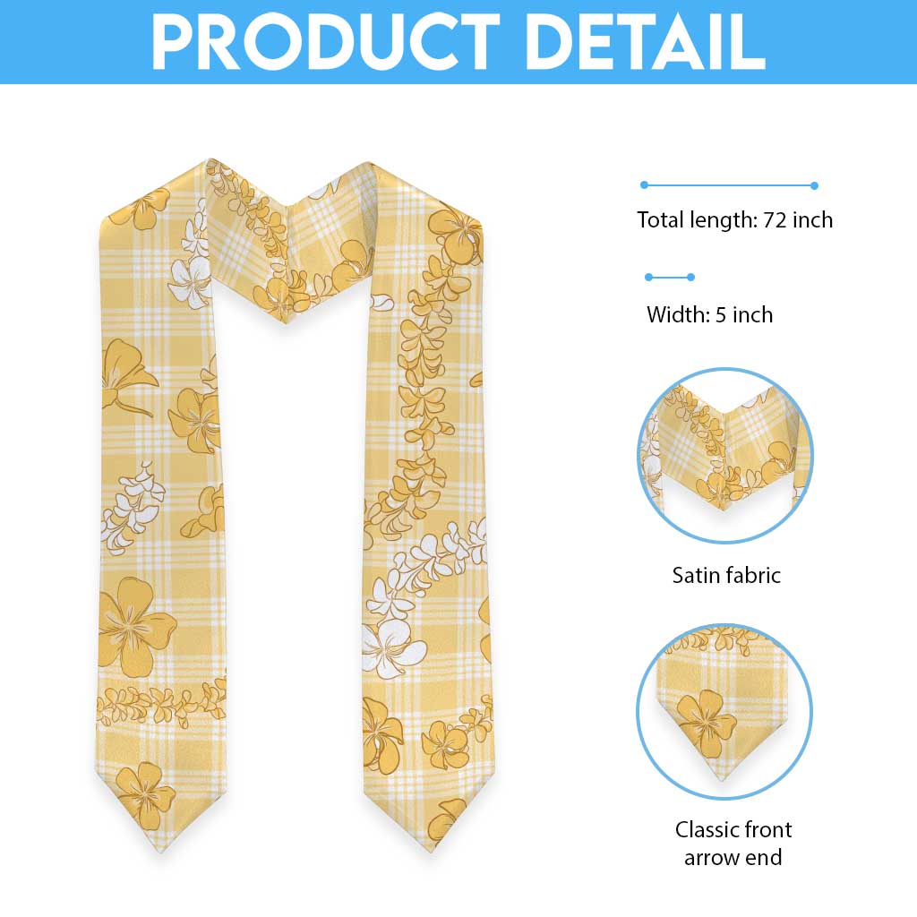 Melemele Aloha Hawaii Graduation Stole Plumeria Lei With Palaka Motif LT14 - Polynesian Pride