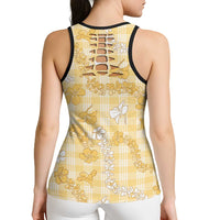 Melemele Aloha Hawaii Hollow Tank Top Plumeria Lei With Palaka Motif LT14 - Polynesian Pride