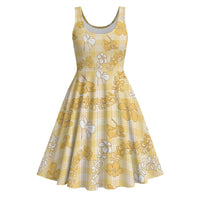 Melemele Aloha Hawaii Midi Dress Plumeria Lei With Palaka Motif - Polynesian Pride