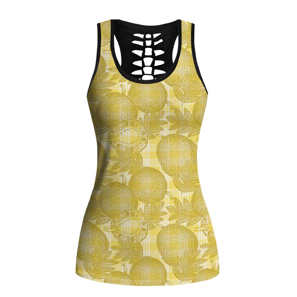 Melemele Hawaii Breadfruit Palaka Motifs Hollow Tank Top LT14 Female Yellow - Polynesian Pride