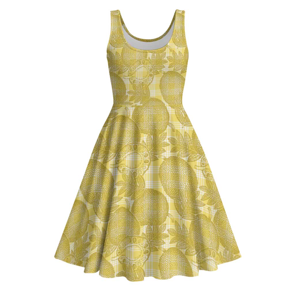 Melemele Hawaii Breadfruit Palaka Motifs Midi Dress LT14 Yellow - Polynesian Pride