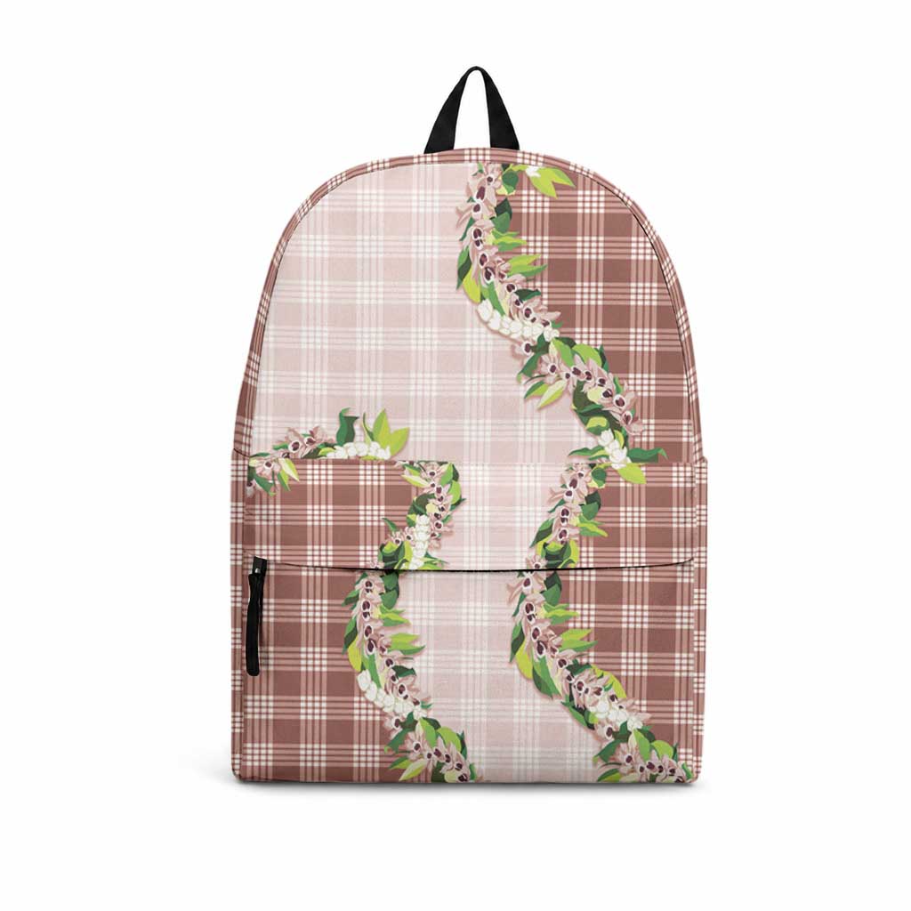 Mocha Hawaii Palaka Backpack Maile Pikake Honohono Orchid Lei LT05 Mocha - Polynesian Pride