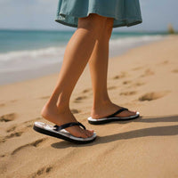 Mocha Mousse Aloha Hawaii Flip Flops Monstera Hibiscus Plumeria Seamless Vibes - Polynesian Pride