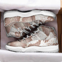 Mocha Mousse Aloha Hawaii Sneakers J11 Monstera Hibiscus Plumeria Seamless Vibes - Polynesian Pride