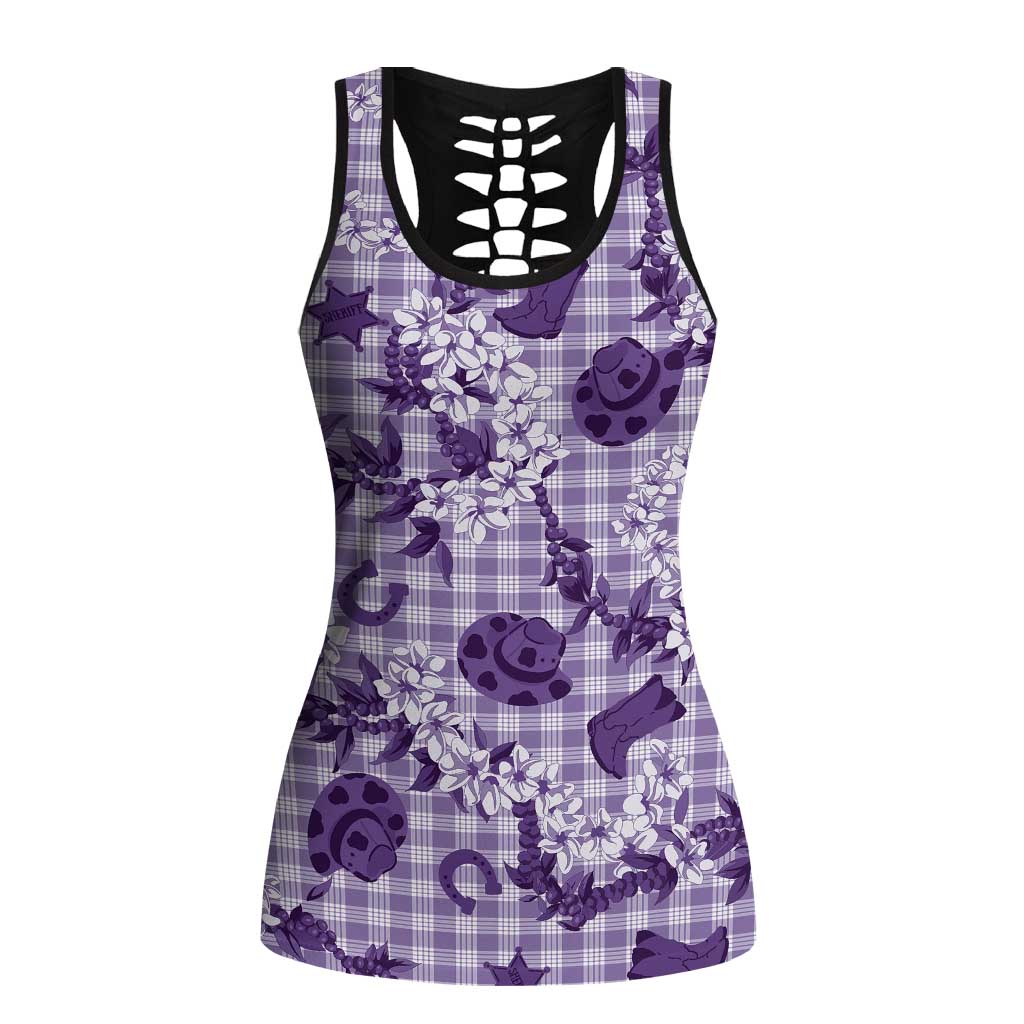 Mokihana Maile Ilima Leis Paniolo Palaka Hollow Tank Top Hawaiian Poni Spirit - Polynesian Pride