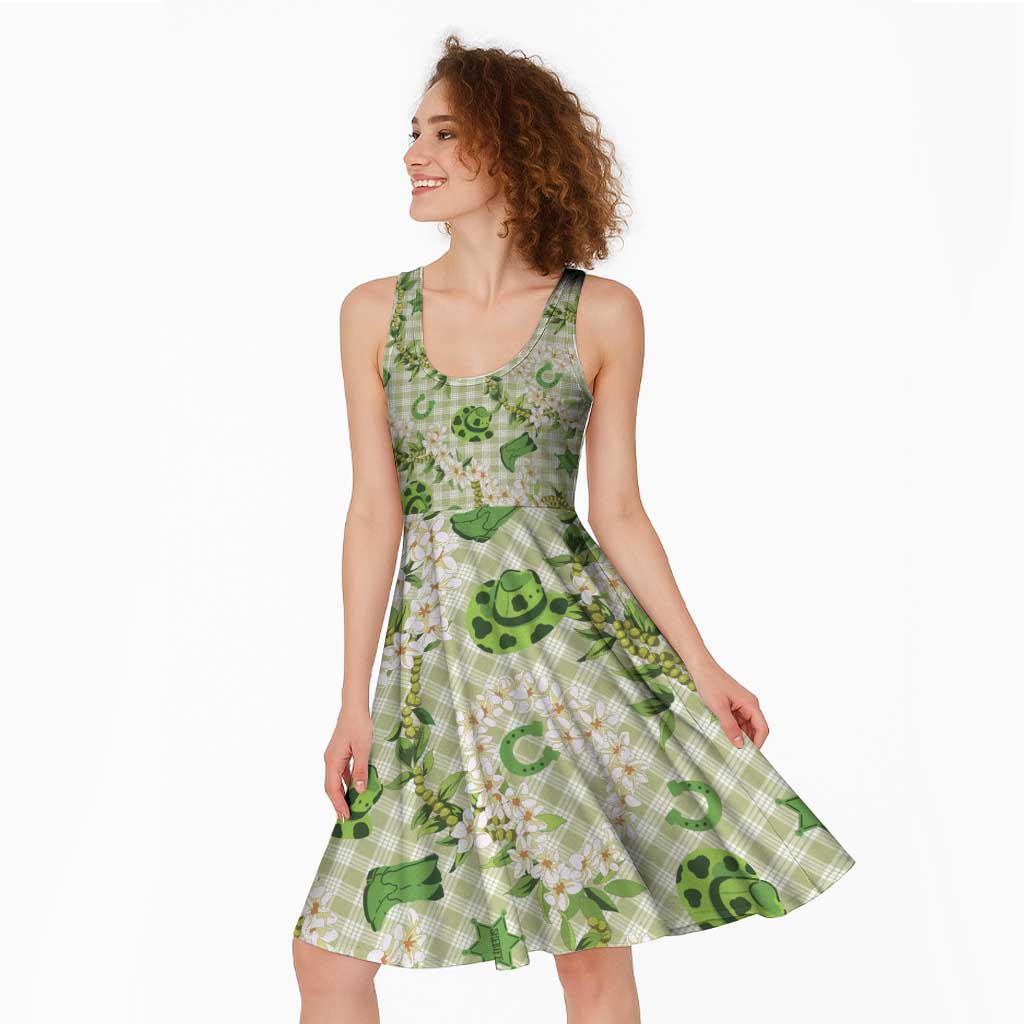 Mokihana Maile Ilima Leis Paniolo Palaka Midi Dress Hawaiian Omaomo Ala Spirit - Polynesian Pride