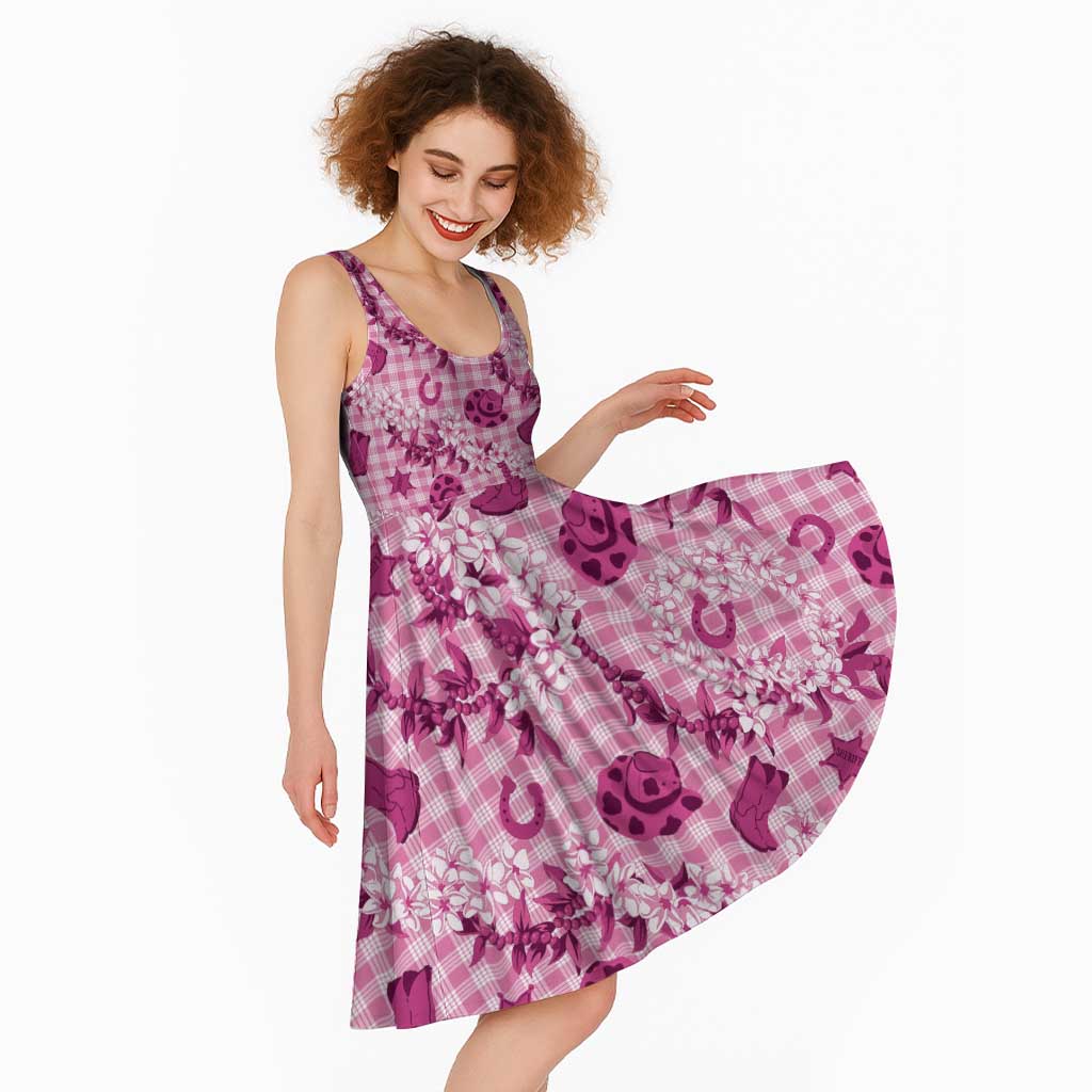 Mokihana Maile Ilima Leis Paniolo Palaka Midi Dress Hawaiian Omaomo Ulaula Spirit - Polynesian Pride