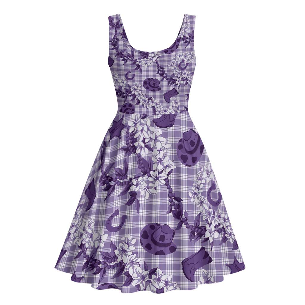 Mokihana Maile Ilima Leis Paniolo Palaka Midi Dress Hawaiian Poni Spirit - Polynesian Pride