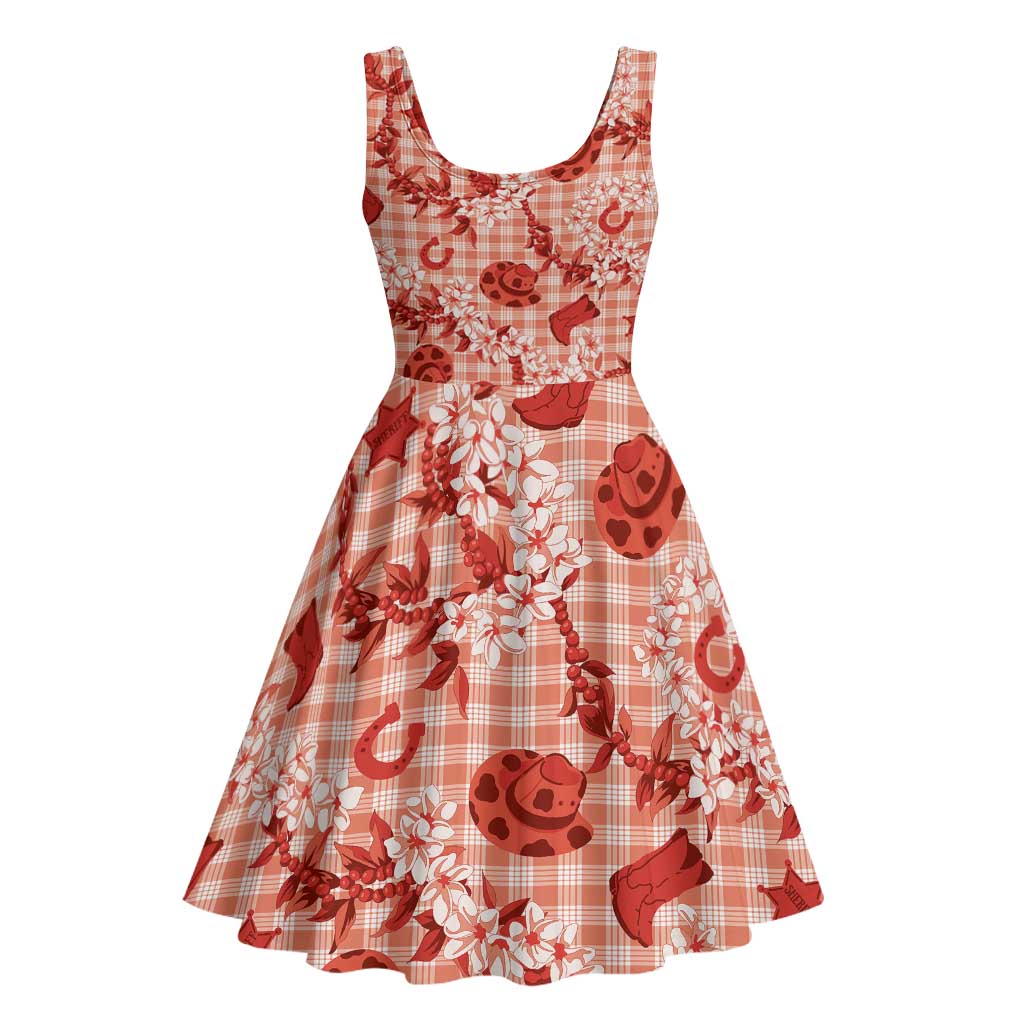 Mokihana Maile Ilima Leis Paniolo Palaka Midi Dress Hawaiian Ulaula Spirit - Polynesian Pride