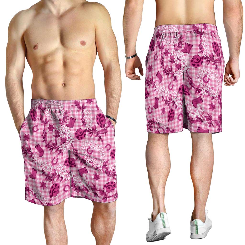 Mokihana Maile Ilima Leis Paniolo Palaka Shorts for Men Hawaiian Omaomo Ulaula Spirit - Polynesian Pride