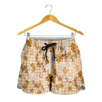 Mokihana Maile Ilima Leis Paniolo Palaka Shorts for Women Hawaiian Kula Spirit - Polynesian Pride