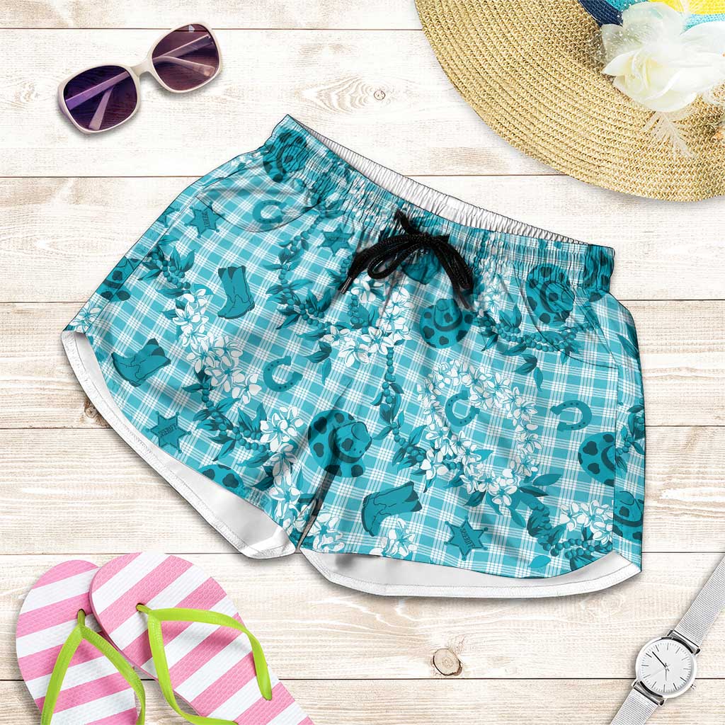 Mokihana Maile Ilima Leis Paniolo Palaka Shorts for Women Hawaiian Polu Opa Spirit - Polynesian Pride