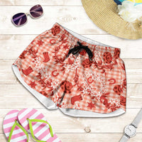 Mokihana Maile Ilima Leis Paniolo Palaka Shorts for Women Hawaiian Ulaula Spirit - Polynesian Pride