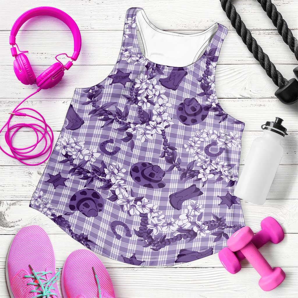 Mokihana Maile Ilima Leis Paniolo Palaka Women Racerback Tank Hawaiian Poni Spirit - Polynesian Pride