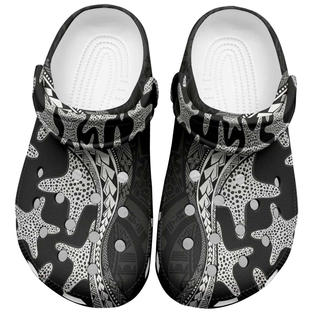 Monotone Polynesian Starfish Unique Pattern Clogs Shoes