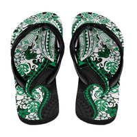 Monstera Plumeria Flowers Green Flip Flops Polynesian Pattern LT01 - Polynesian Pride