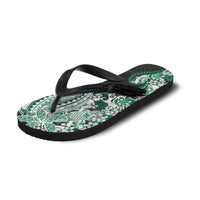 Monstera Plumeria Flowers Green Flip Flops Polynesian Pattern LT01 - Polynesian Pride