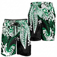 Monstera Plumeria Flowers Green Shorts for Men Polynesian Pattern LT01 - Polynesian Pride