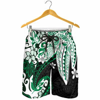 Monstera Plumeria Flowers Green Shorts for Men Polynesian Pattern LT01 - Polynesian Pride